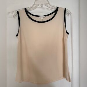 Escada Beige Sleeveless Blouse with Black Accents